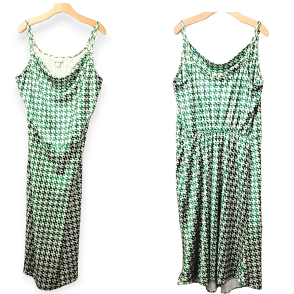 Ava & Viv Sleeveless Satin Green Geometric Dress Women's Size 1X - Picture 4 of 6